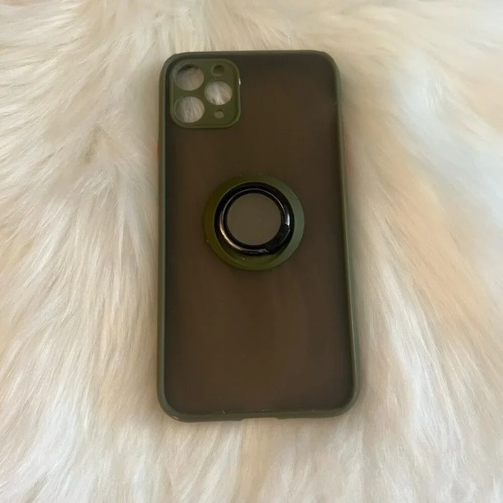 Silicone Case For Iphone 11 Pro Max 6.5 Magnet Ring Stand Green